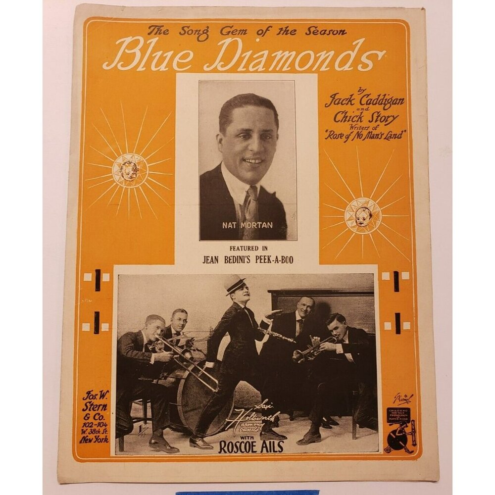 Sheet Music-Blue Diamonds by Jack Caddigan Chick Story Nat Morton Antique 1920